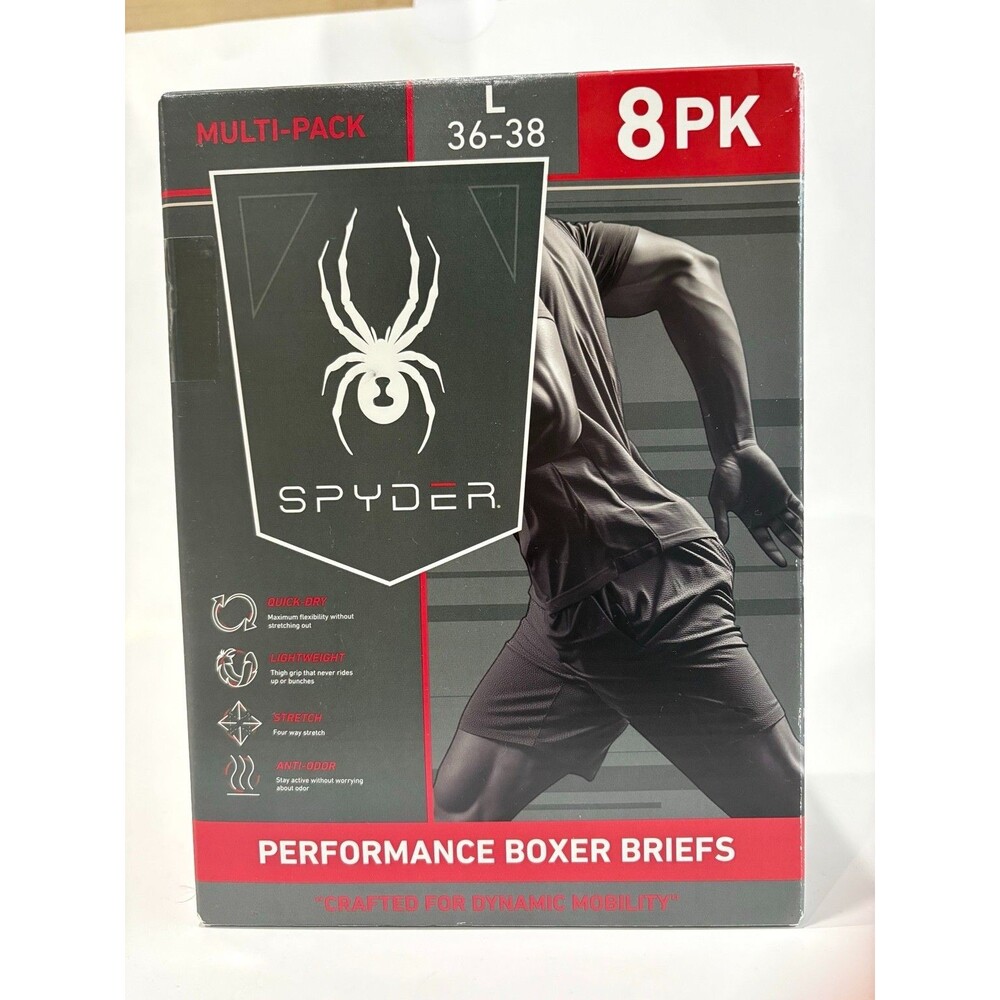 Spyder Performance Boxer Briefs 8 Pack Mens Large 36-38 Multi Color NWT